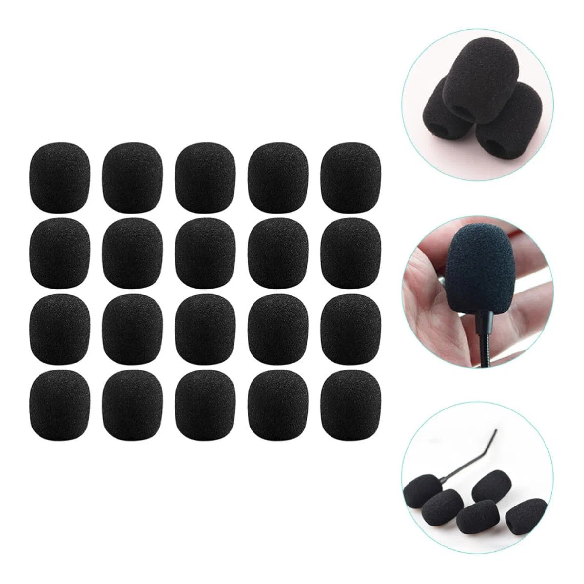 Toddmomy Lot de 40 Housses en Mousse Noires pour Microphone Cravate, Protection la Saleté, Remplacement Pratique et Professionnel pour Micro Casque