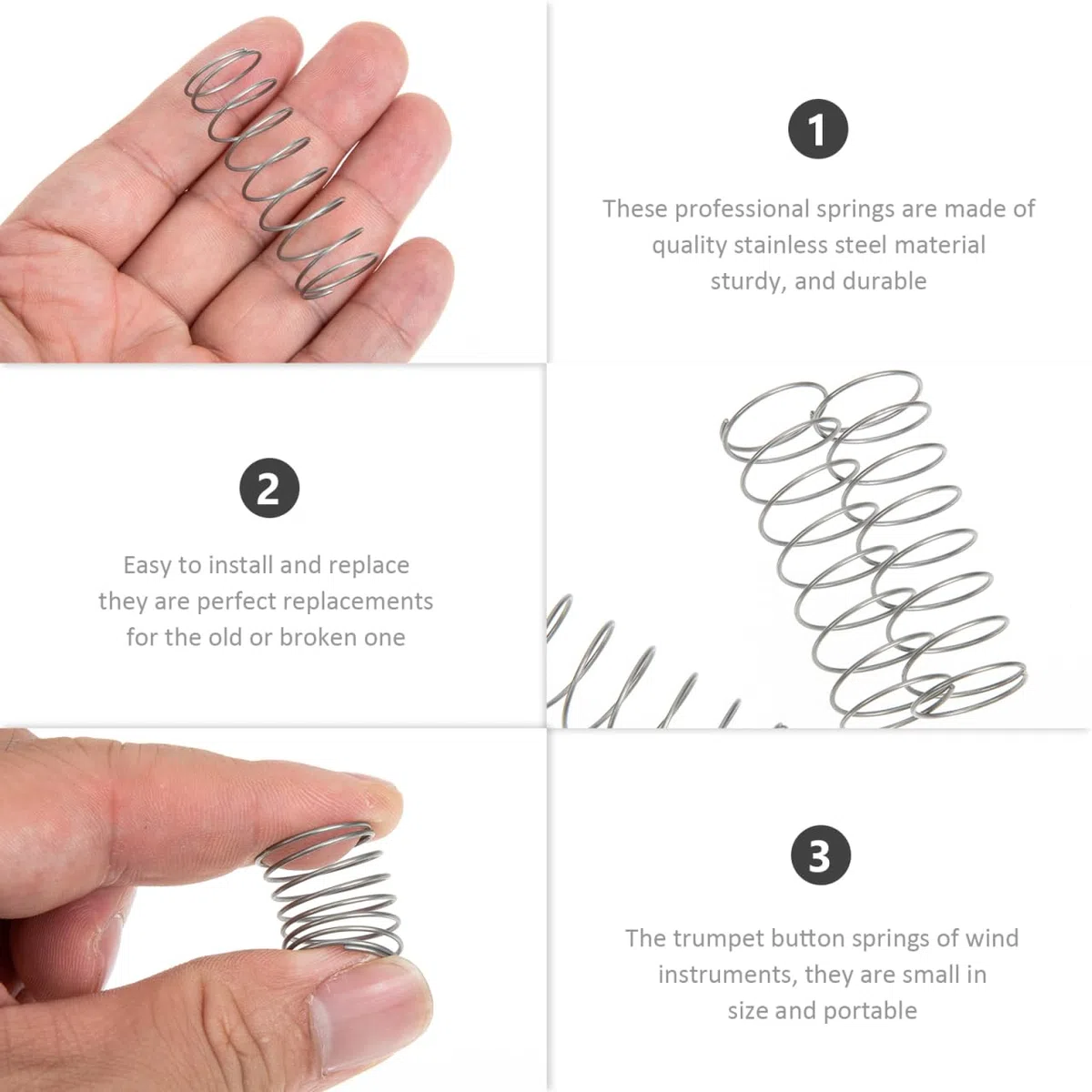 Ressorts De Bouton De Trompette En Acier Inoxydable Lot De 3 Composants De Boutons Universels Pour Instruments à Piston Installation Facile Accessoires De Musique