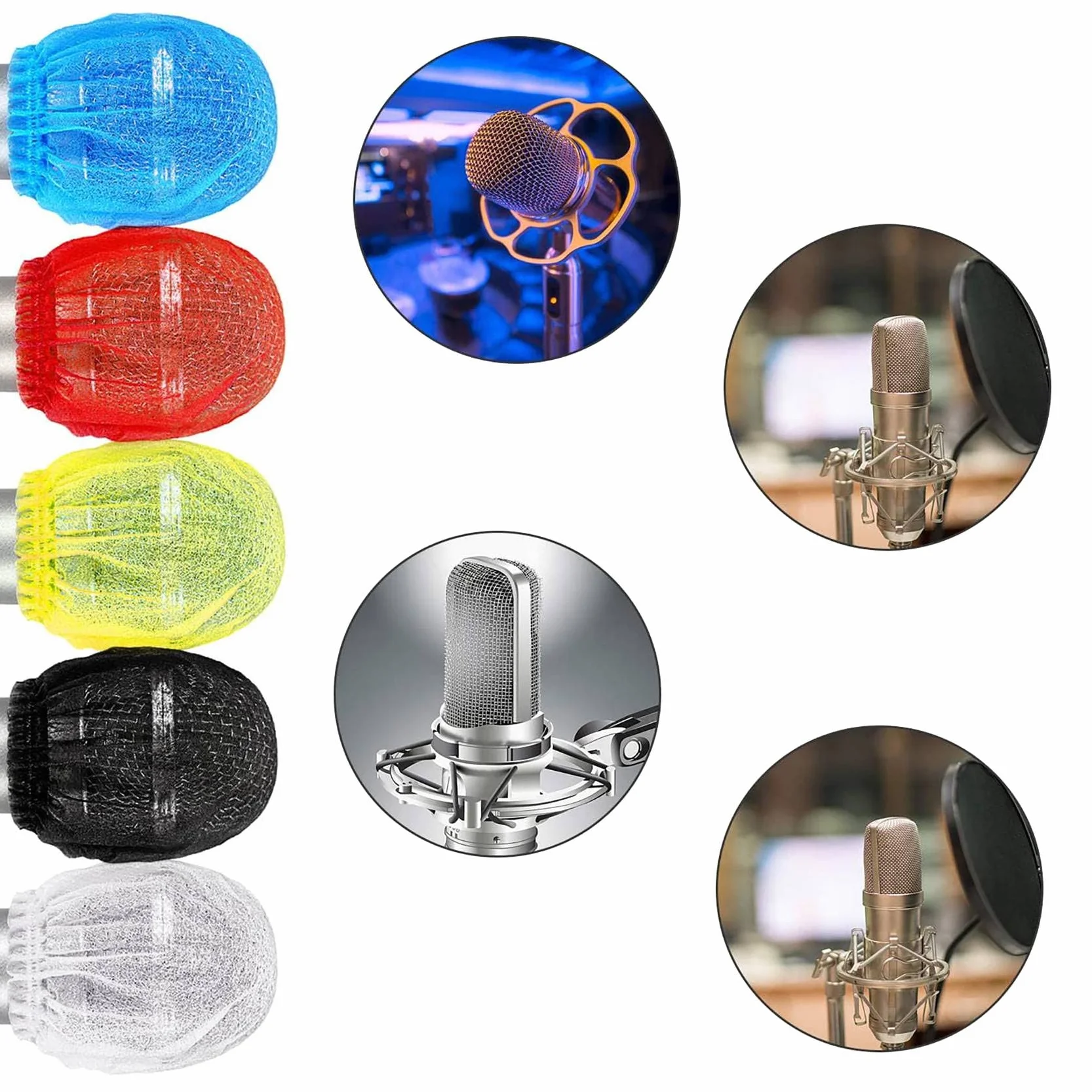 Housse de Microphone Jetable Pare-Brise pour Karaoké Studio KTV 200 Pièces Couleurs Mélangées