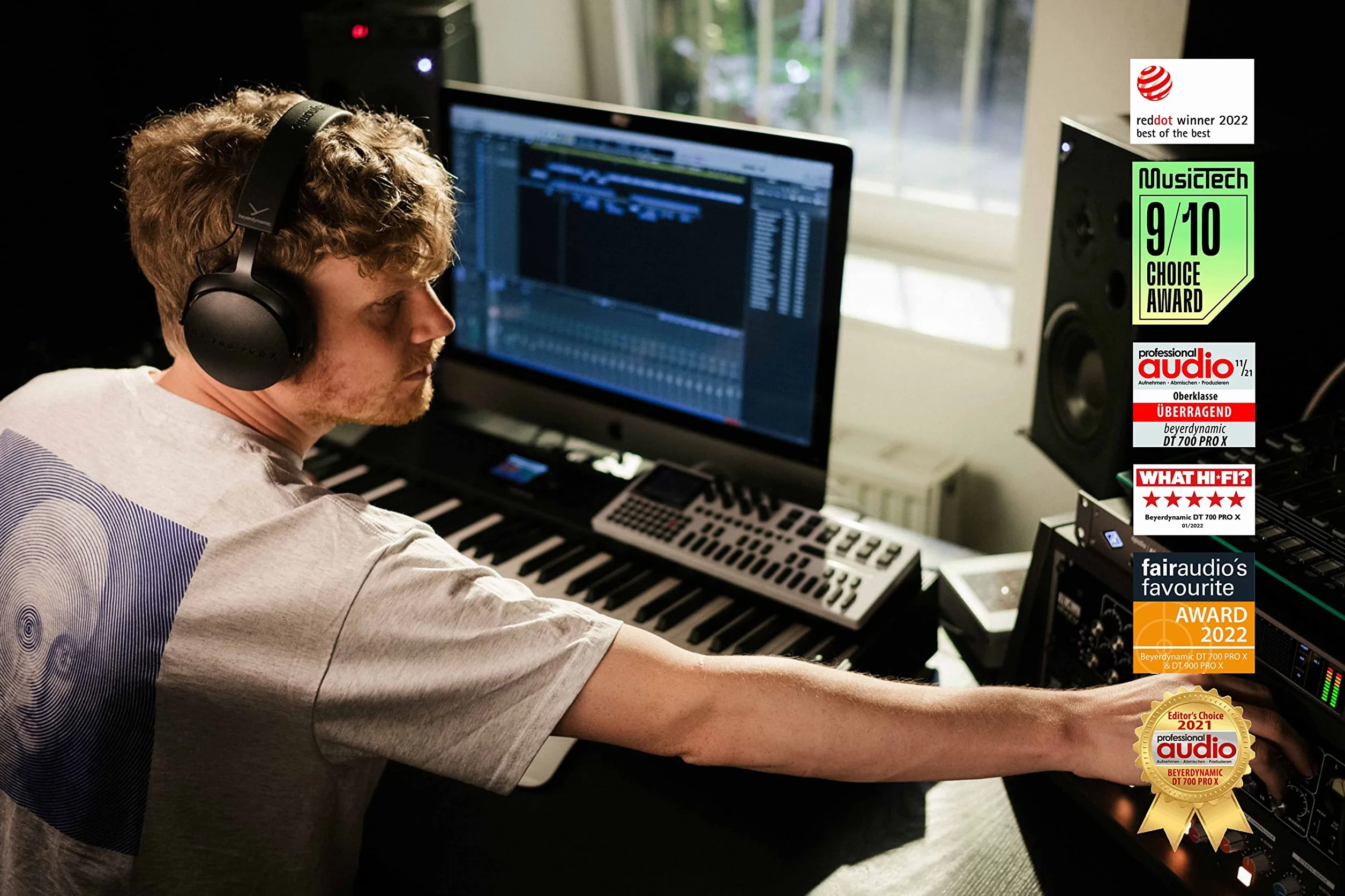 beyerdynamic DT 700 Pro X Casque de Studio avec transducteurs Stellar.45 pour l'enregistrement, Le Monitoring et Le mixage sur Tous Les appareils de Lecture (fermé)