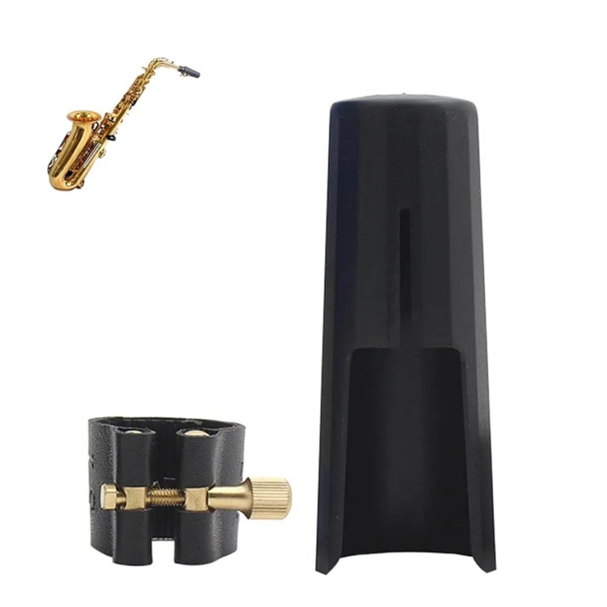 Woodwinds Capuchon pour bec de saxophone soprano en cuir avec embout en plastique pour saxophone (Soprano)