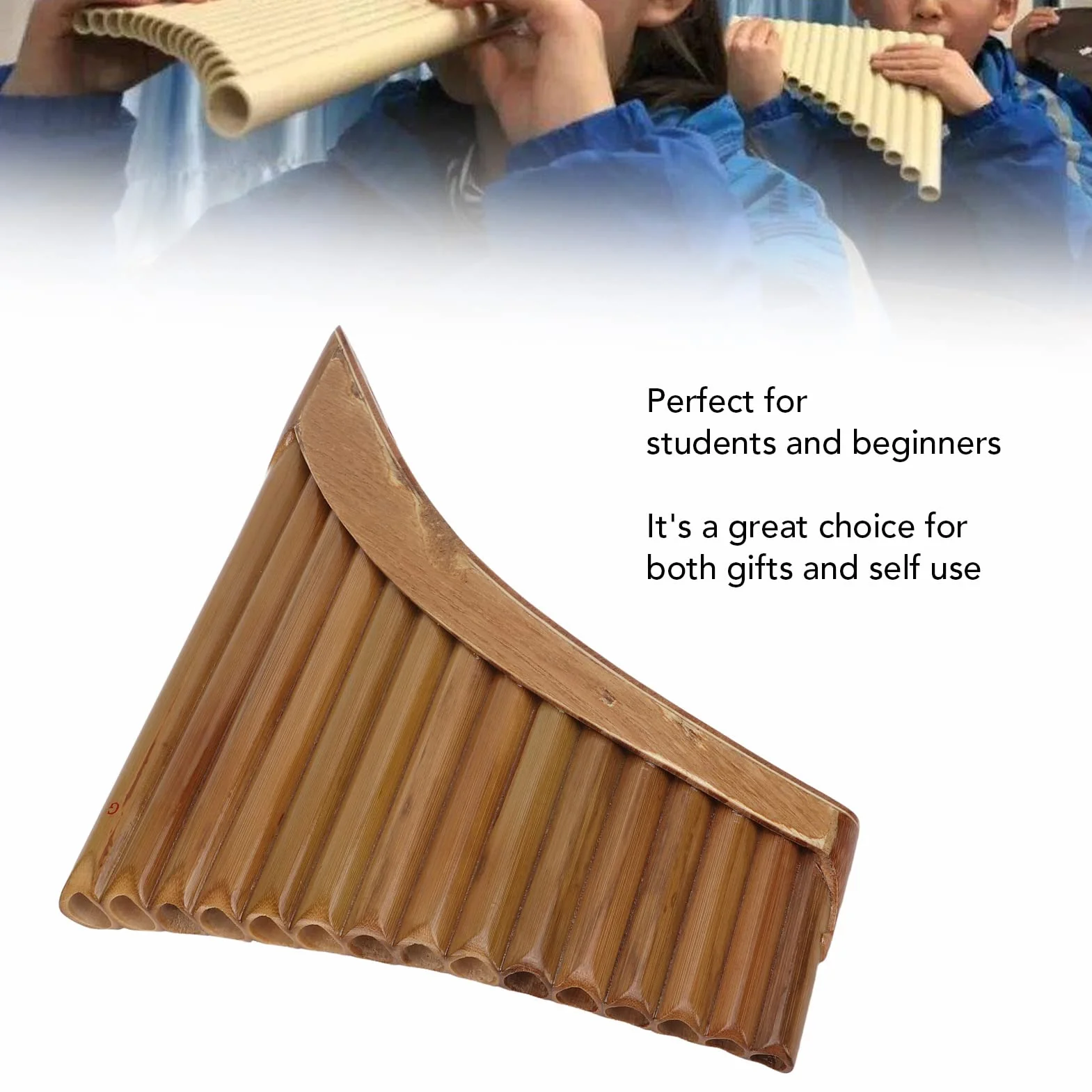 Flûte de pan, facile à utiliser Exécution exquise Instrument à vent Bambou naturel pur pour concert Main gauche