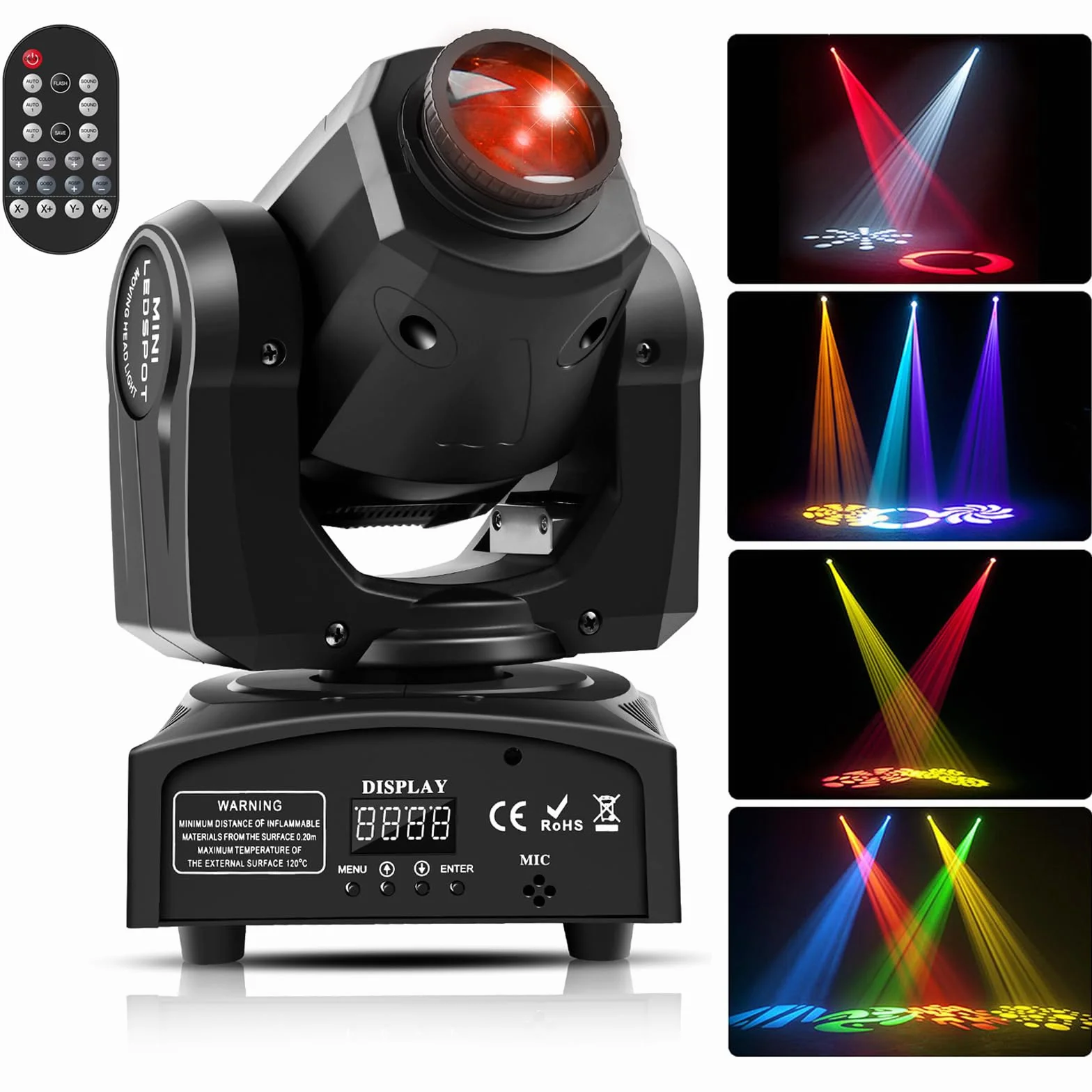 Lyre Led, UKing 50W Tête Mobile avec Télécommande DMX 512 Éclairage à Disco DJ Lumière 8 Gobos 8 Couleurs Sono/Auto/Master Slave/Stroboscope pour DJ Soirée Fête KTV Bar Club