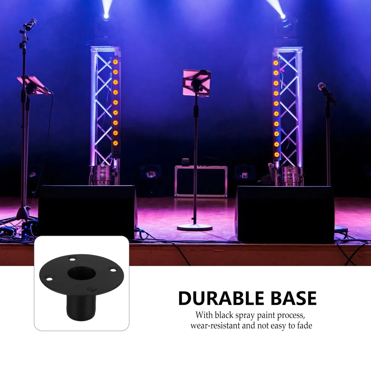 Support Socle Robuste Trous de Fixation Enceinte sur Pied en Fer Noir Forte Capacité de Charge pour Haut-Parleur pour Système Audio de Scène