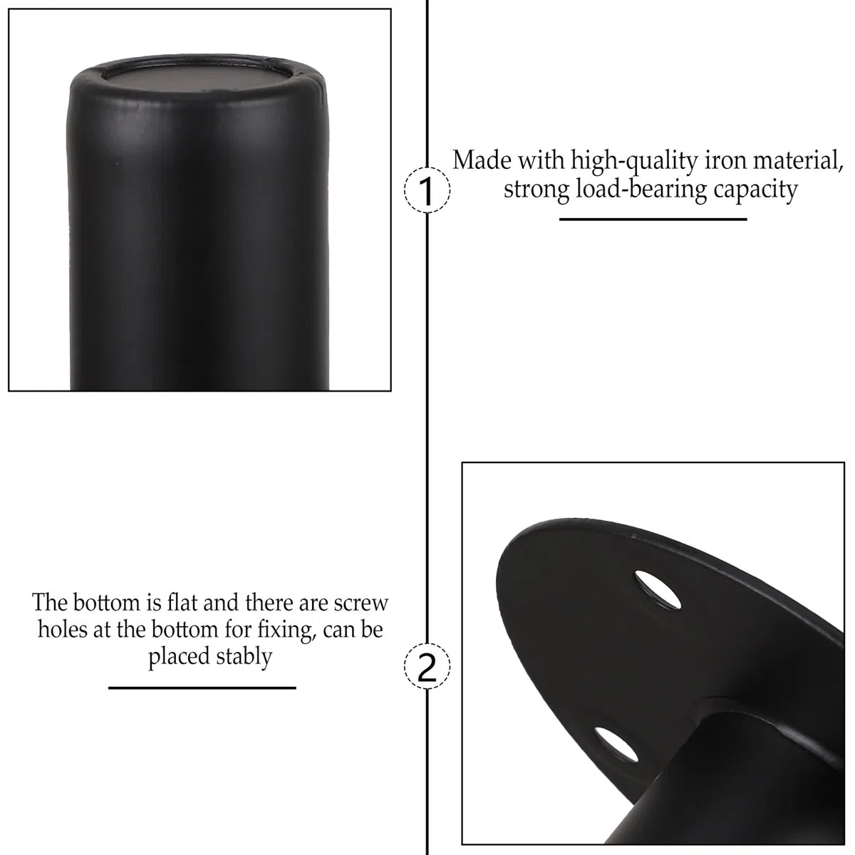 Support Socle Robuste Trous de Fixation Enceinte sur Pied en Fer Noir Forte Capacité de Charge pour Haut-Parleur pour Système Audio de Scène