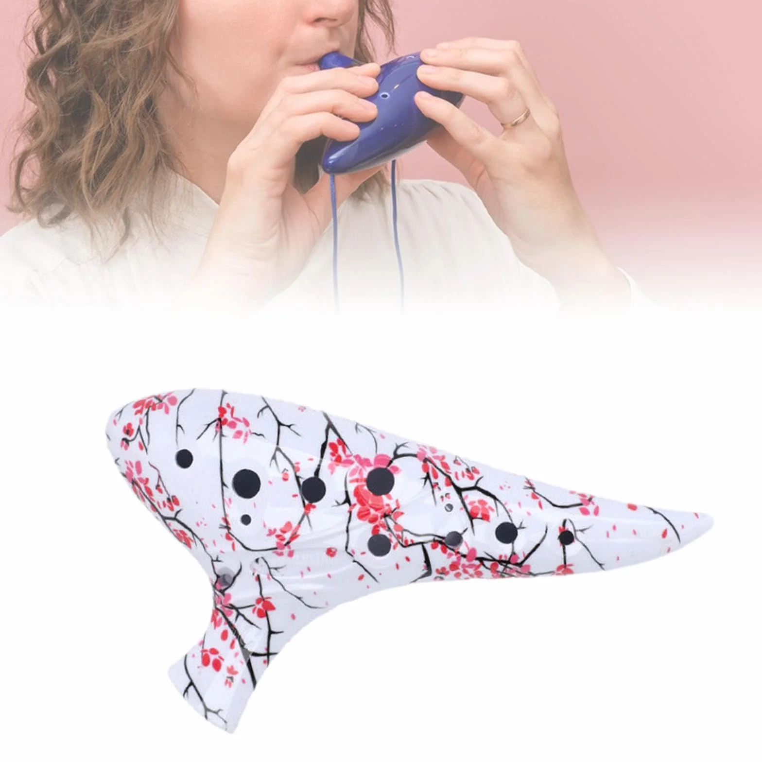 Ocarina Alto En Do 12 Trous Résine Rouge Instrument de Musique Artisanat Portable