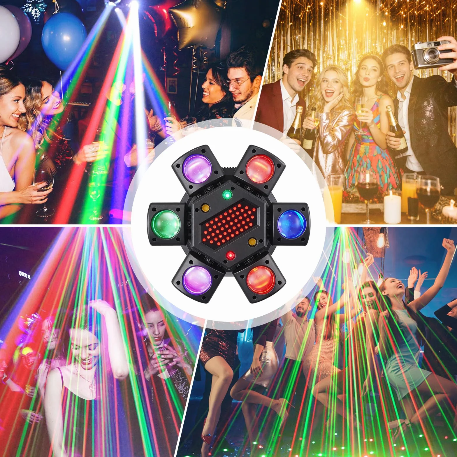 Lyre LED Faisceau Tête Mobile Lumière de Scène, RGB LED Disco Jeux de Lumiere avec Télécommande, DMX512 Luminaires à Tête Rotative pour Disco Bars Club Mariage Noël Jeux de Lumiere