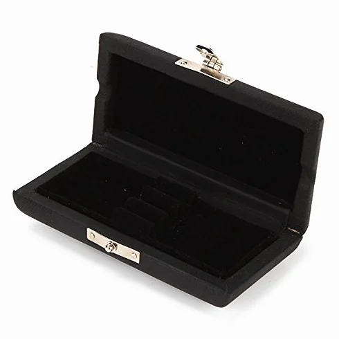 Boîte de rangement en cuir synthétique pour 3 anches de hautbois Noir