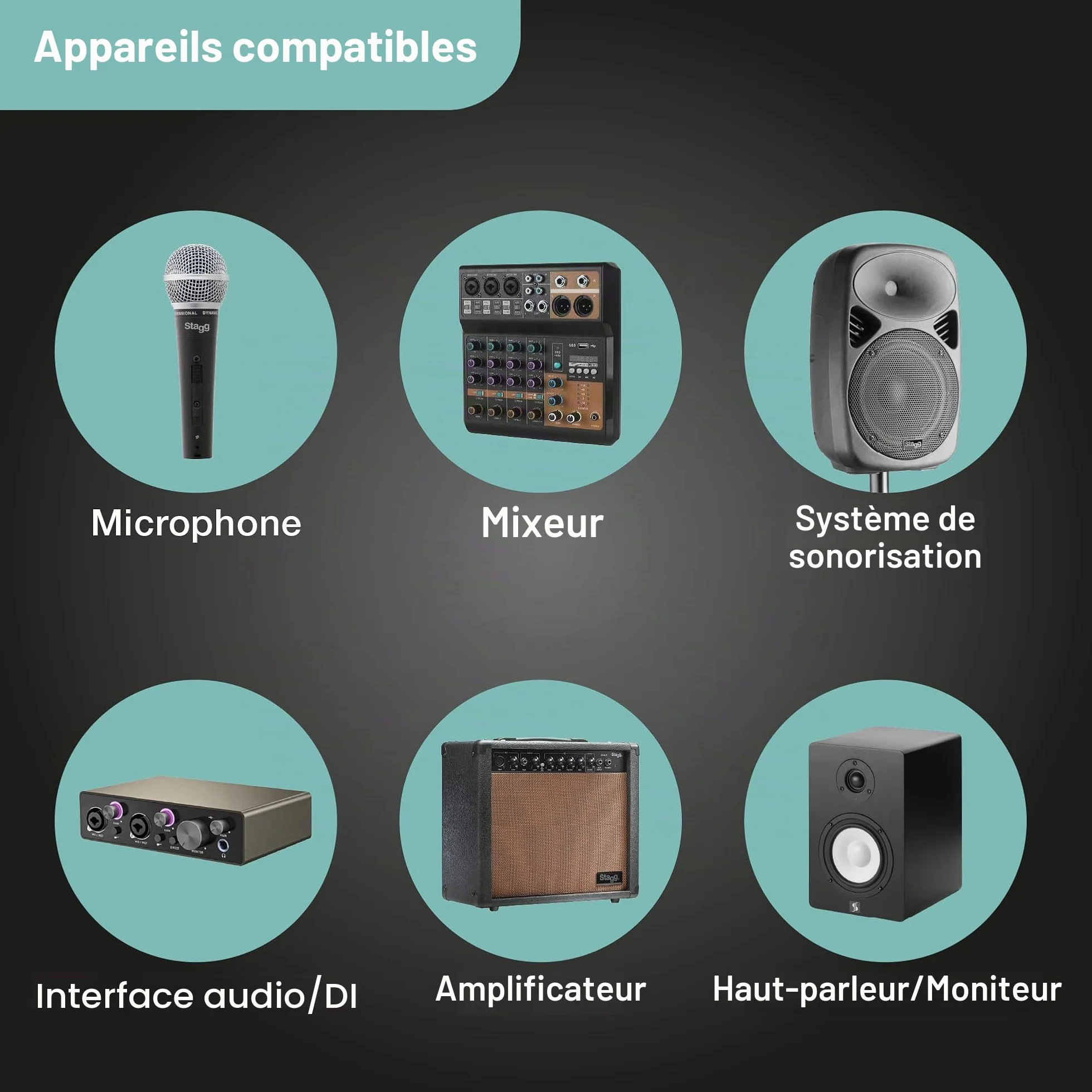 Stagg Câble microphone XLR vers XLR 6 m noir