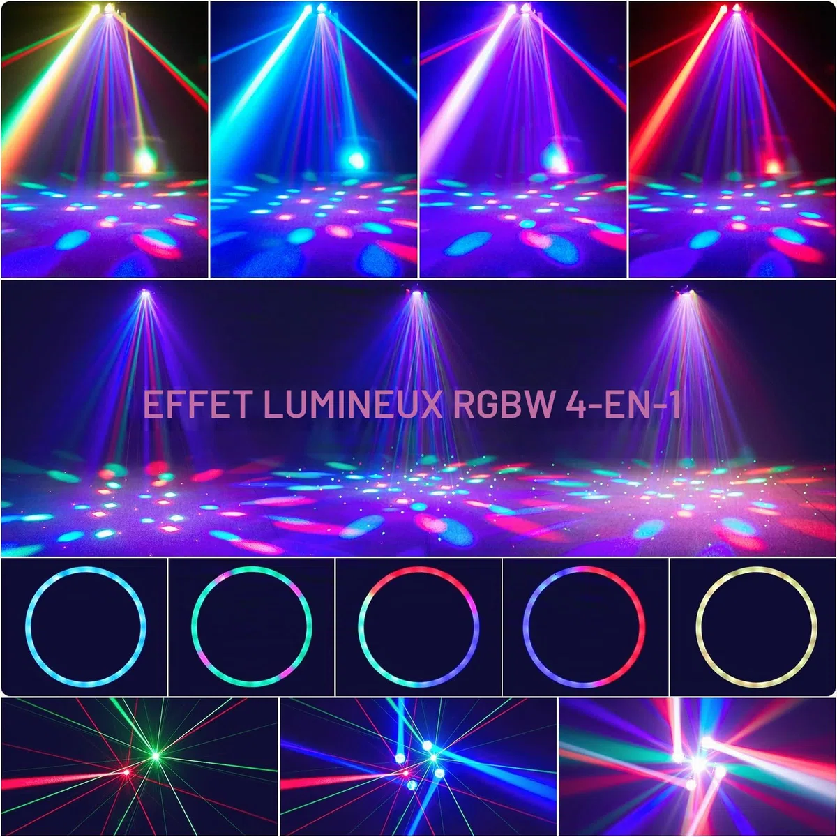 Lyre LED 100W Lumière DJ Soirée RGBW Projecteur Luminaires à tête rotative pour Disco Fête Club Bar Éclairage Show