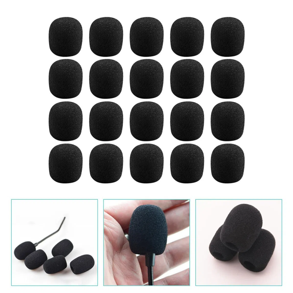 Toddmomy Lot de 40 Housses en Mousse Noires pour Microphone Cravate, Protection la Saleté, Remplacement Pratique et Professionnel pour Micro Casque