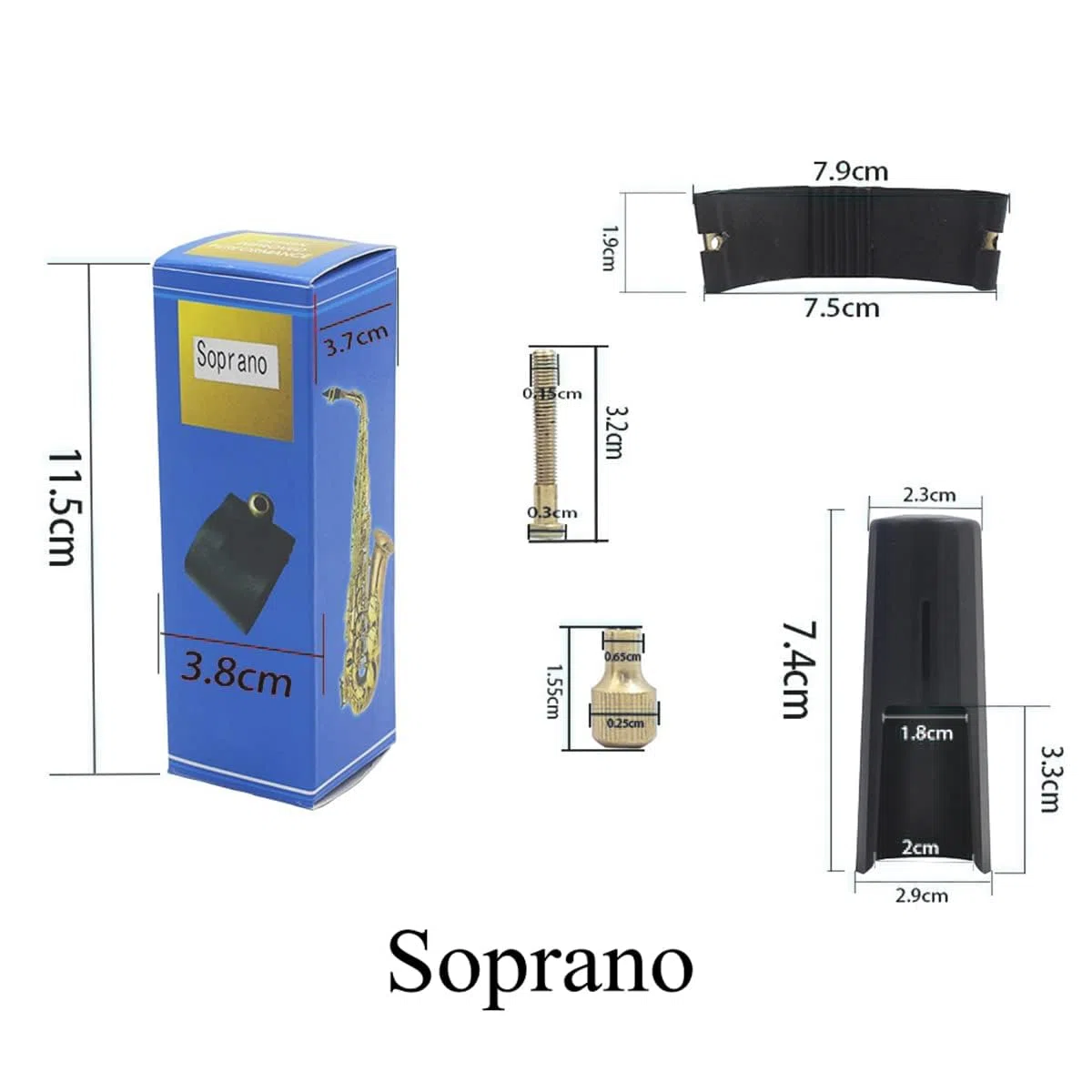 Woodwinds Capuchon pour bec de saxophone soprano en cuir avec embout en plastique pour saxophone (Soprano)