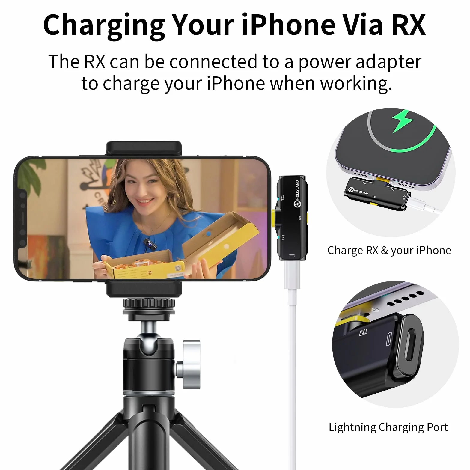 Hollyland Lark C1 Micro Cravate sans Fil pour iPhone/iPad Certifié MFi Plug&Play Suppression Bruit Playback avec RX Branché Autonomie Ultra-Longue 32h Audio Hi-FI Lavalier Super Léger Portable (Solo)