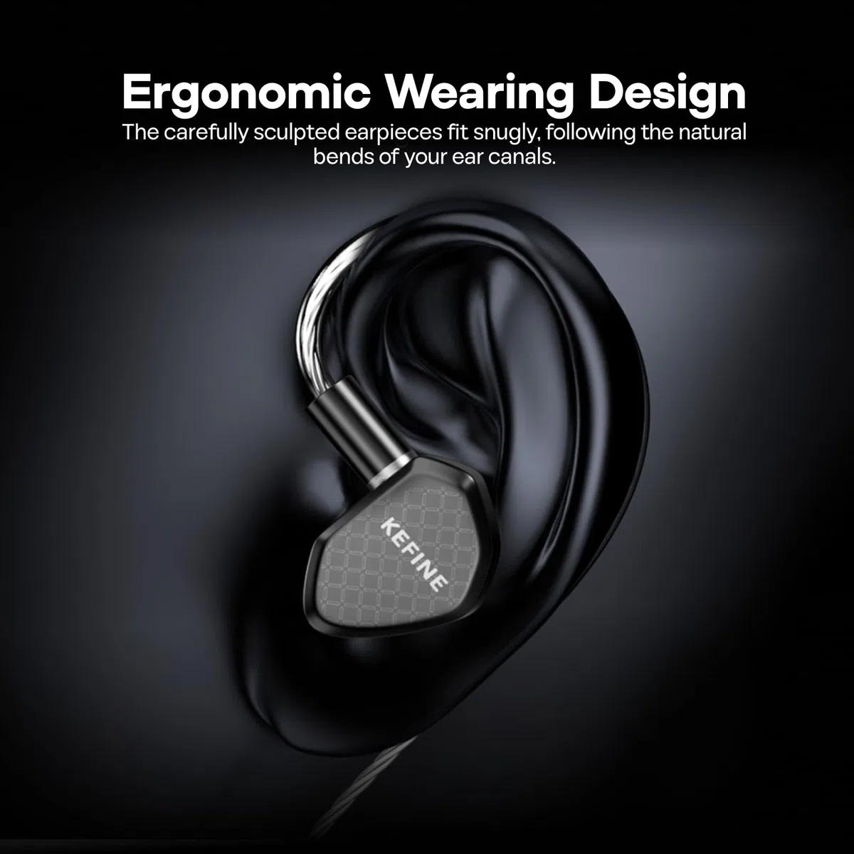 Linsoul Kefine Klean Écouteurs Intra-Auriculaires,HiFi IEM à diaphragme DLC de 10 mm,Écouteurs de Jeu filaires,Câble Amovible plaqué Argent pour Audiophile (sans Micro 3,5 mm, Noir)