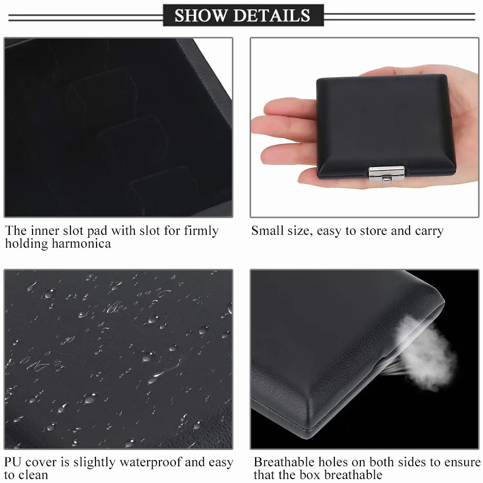 Étui en cuir PU noir pour anches de basson 3 pièces