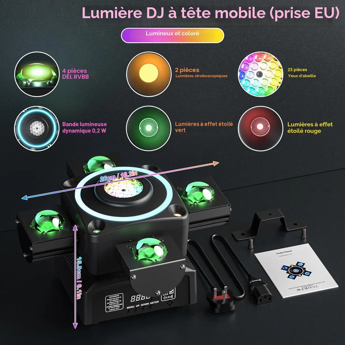 Lyre LED 100W Lumière DJ Soirée RGBW Projecteur Luminaires à tête rotative pour Disco Fête Club Bar Éclairage Show