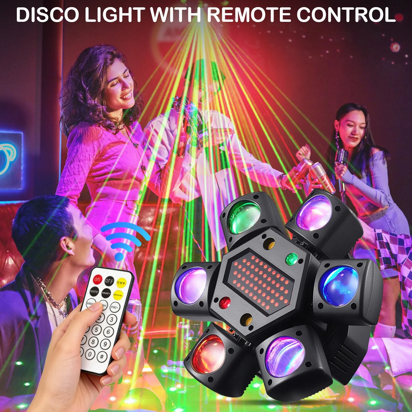Lyre LED Faisceau Tête Mobile Lumière de Scène, RGB LED Disco Jeux de Lumiere avec Télécommande, DMX512 Luminaires à Tête Rotative pour Disco Bars Club Mariage Noël Jeux de Lumiere