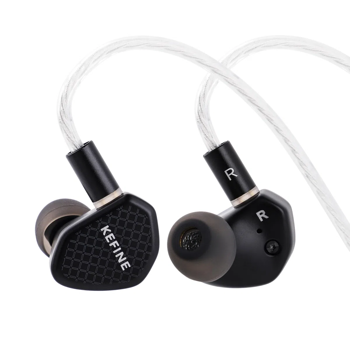 Linsoul Kefine Klean Écouteurs Intra-Auriculaires,HiFi IEM à diaphragme DLC de 10 mm,Écouteurs de Jeu filaires,Câble Amovible plaqué Argent pour Audiophile (sans Micro 3,5 mm, Noir)