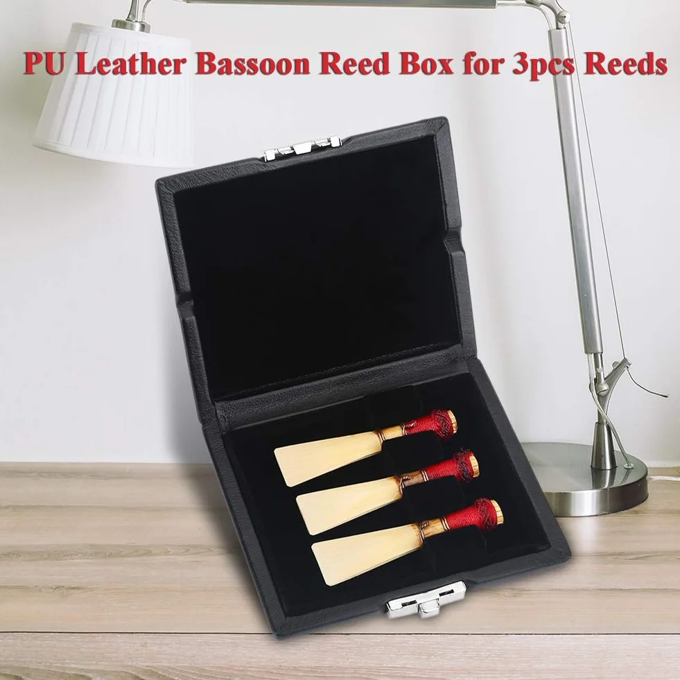 Étui en cuir PU noir pour anches de basson 3 pièces