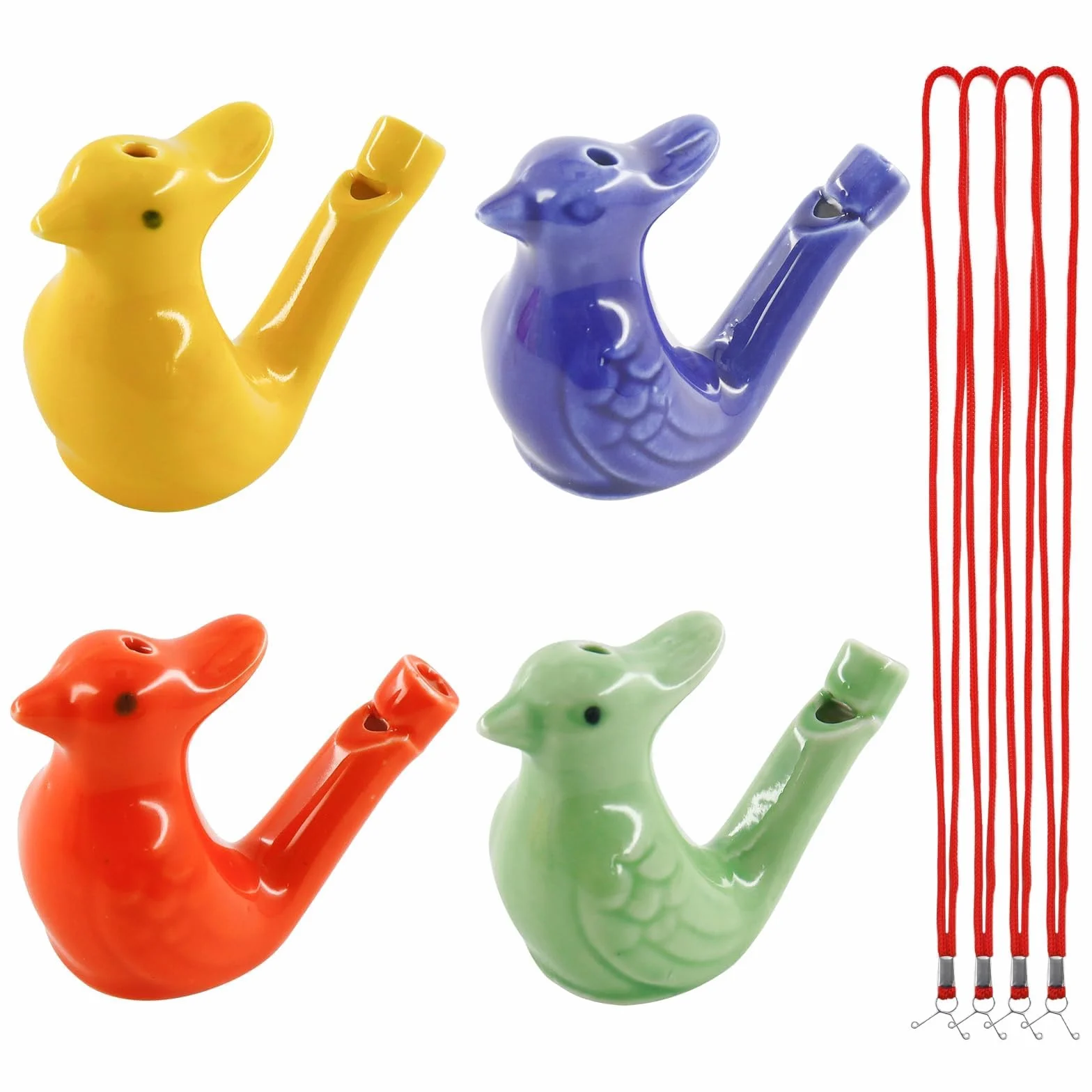 Sifflet à Eau D'oiseau Gazouillant en Céramique, Jouet Musical pour Enfant, 4 Pièces