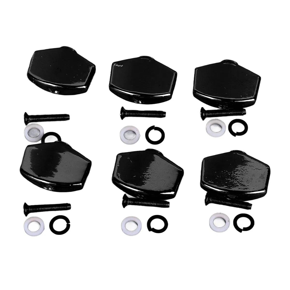 Boutons de Réglage de Guitare en Métal, 6 Pièces, Remplacement pour Guitare électrique Acoustique, Boutons de Réglage Universels, Faciles à Installer (BLACK)