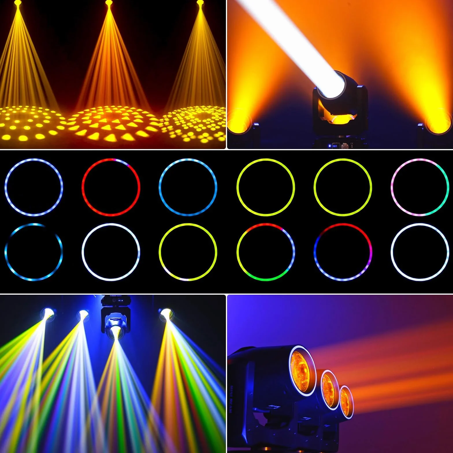 2PCS Lyre LED avec flight case Mini 230W 7R Beam Lampe de scène Moving Head 13 couleurs 14 Gobos Jeu de Lumiere pour Disco Club Bar Mariage Noël Projecteurs Lumineux