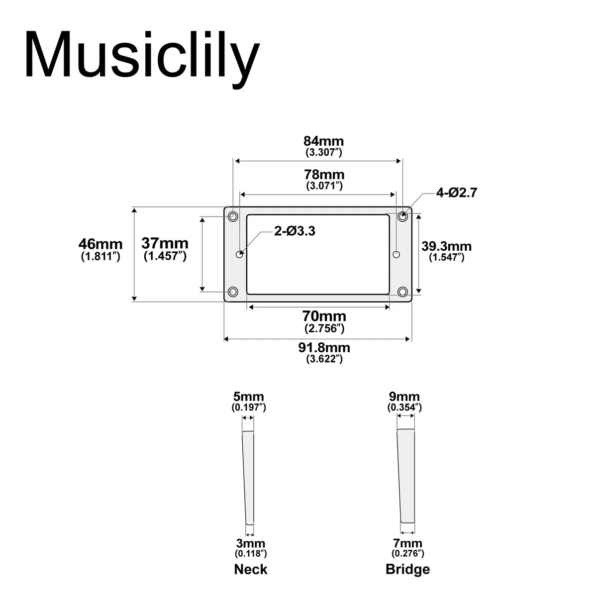 Musiclily Pro Plastique Contour Micro Humbucker Plate Pickup Rings pour Guitare électrique, Crème