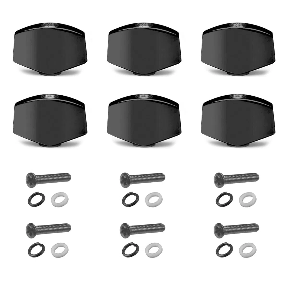 Boutons de Réglage de Guitare en Métal, 6 Pièces, Remplacement pour Guitare électrique Acoustique, Boutons de Réglage Universels, Faciles à Installer (BLACK)
