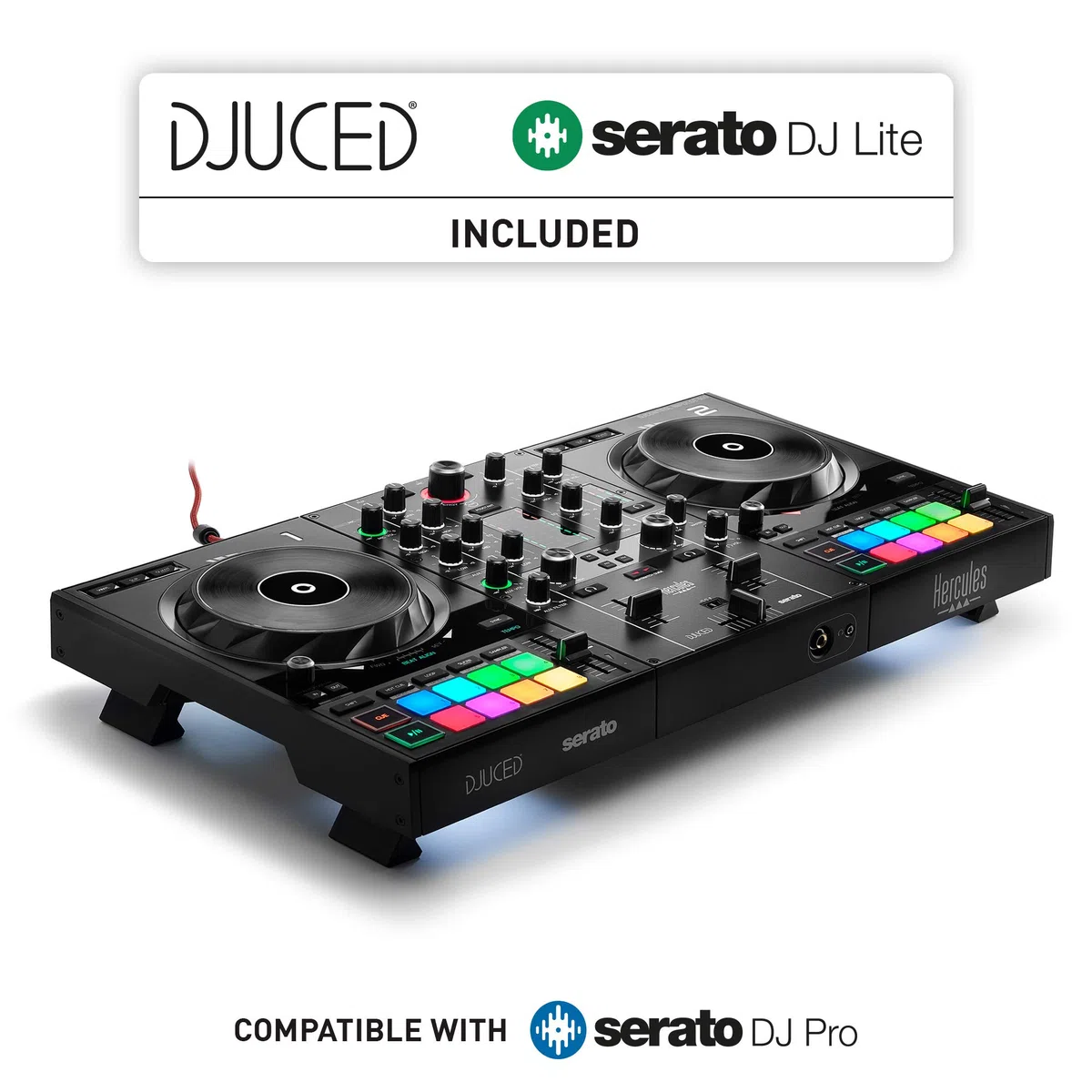 Hercules DJControl Inpulse 500 – Contrôleur DJ USB 2 voies pour Serato DJ Lite et DJUCED + Hercules HDP DJ45 - Casques fermés pour DJ