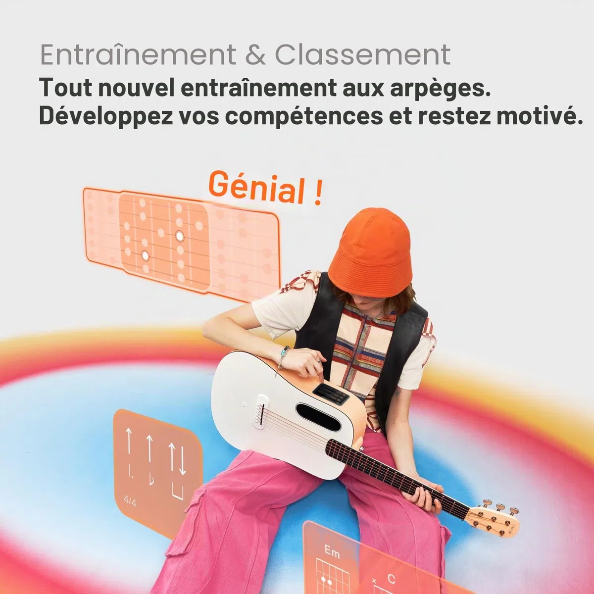 LAVA ME Play Guitare électro-acoustique avec housse idéale en fibre de carbone (36 pouces NightFall & Frost White)