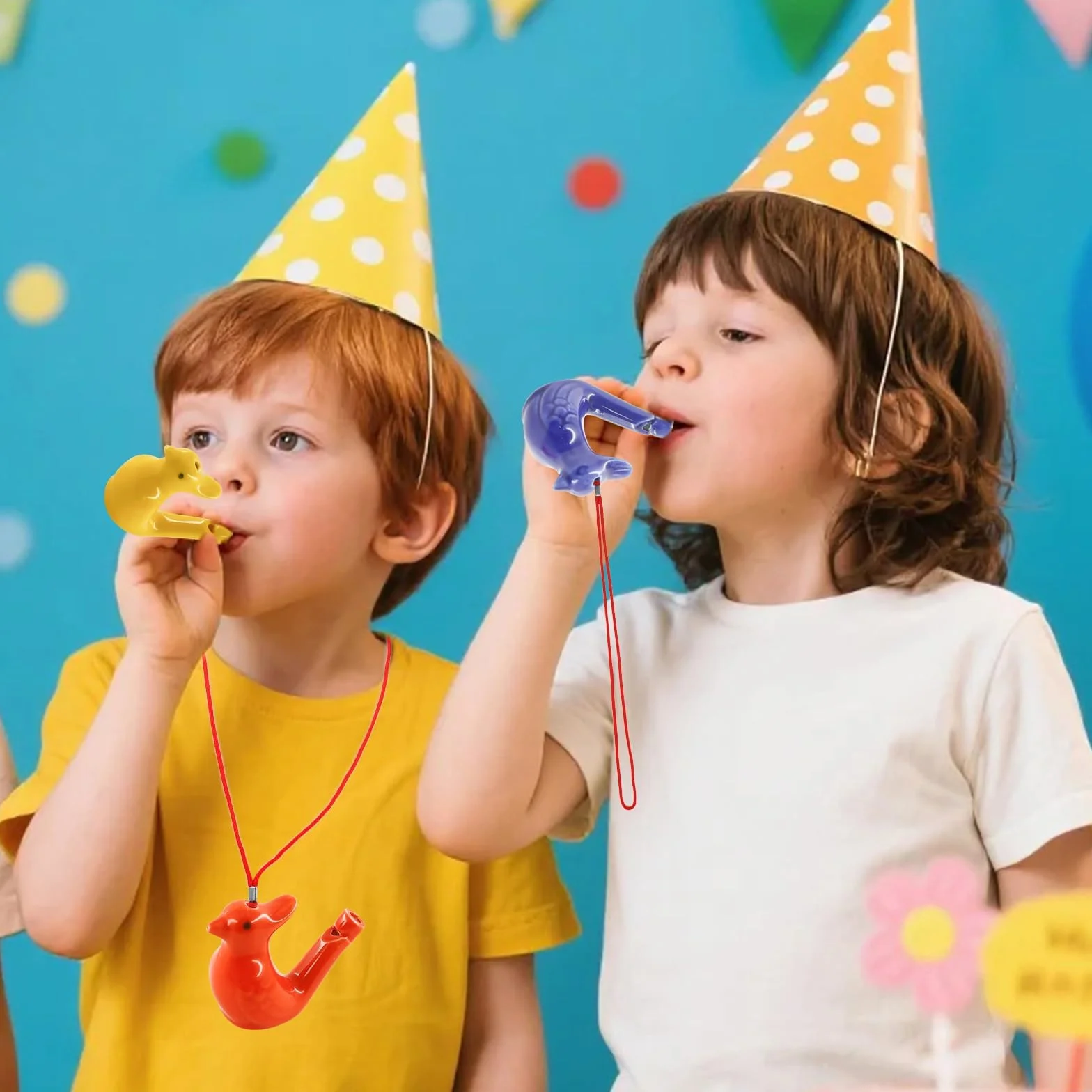 Sifflet à Eau D'oiseau Gazouillant en Céramique, Jouet Musical pour Enfant, 4 Pièces