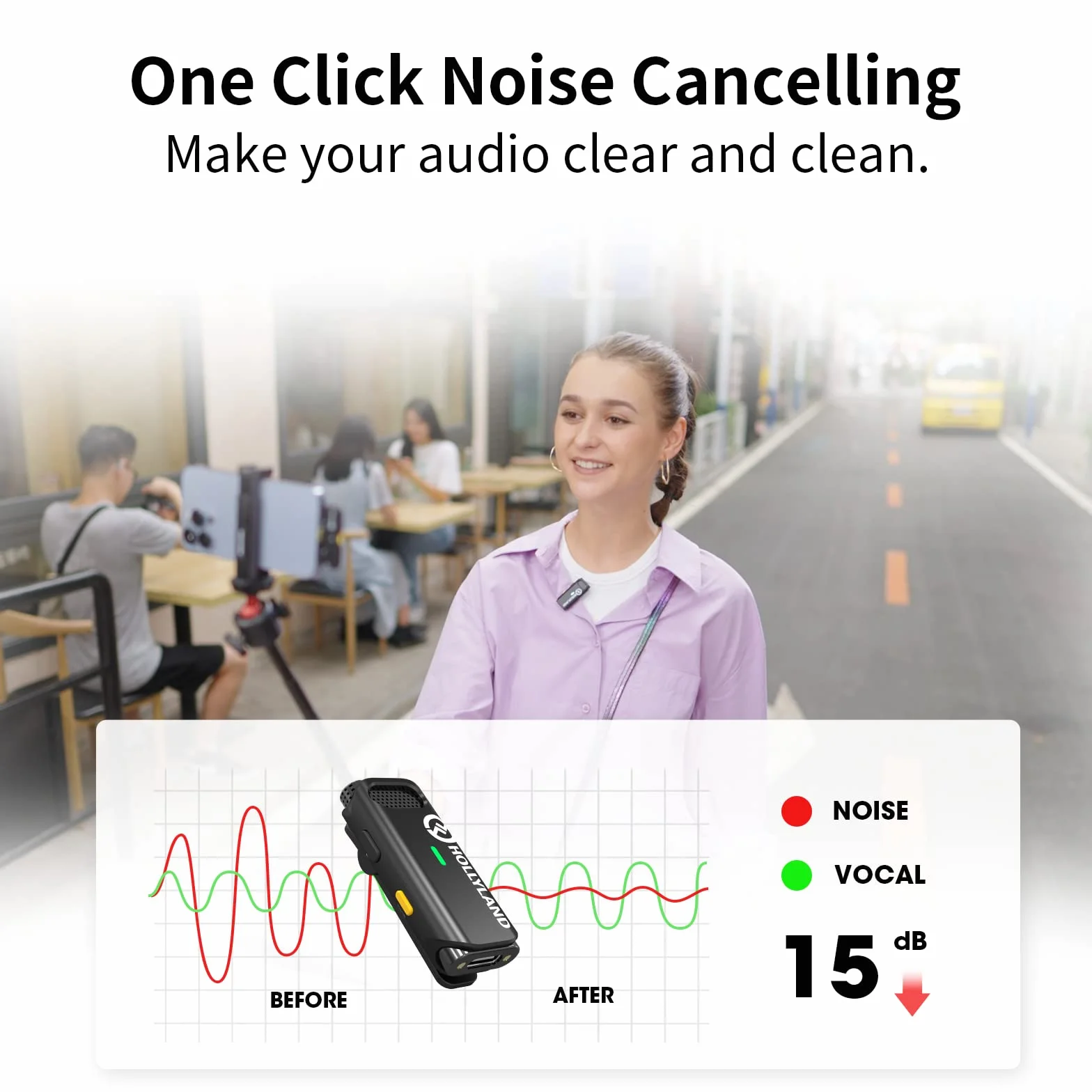 Hollyland Lark C1 Micro Cravate sans Fil pour iPhone/iPad Certifié MFi Plug&Play Suppression Bruit Playback avec RX Branché Autonomie Ultra-Longue 32h Audio Hi-FI Lavalier Super Léger Portable (Solo)