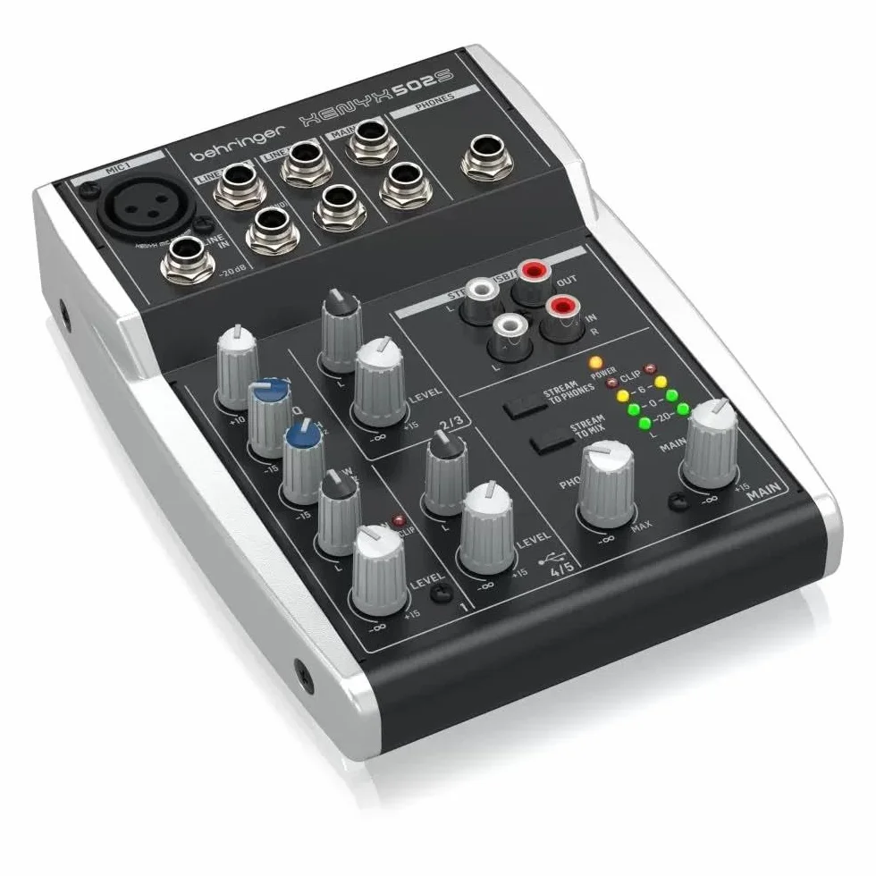 Behringer XENYX 502S Mélangeur analogique à 5 entrées haut de gamme avec interface de diffusion USB